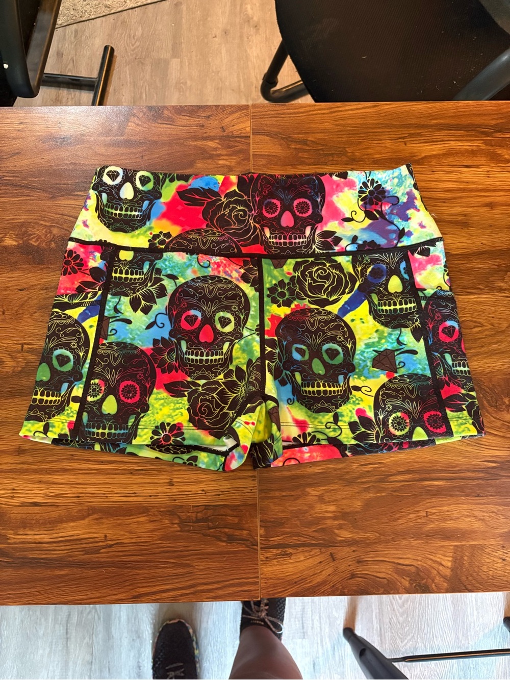 CVG Neon Skulls Shorts XL 2.5” Inseam Sugar Skull Print Retired
